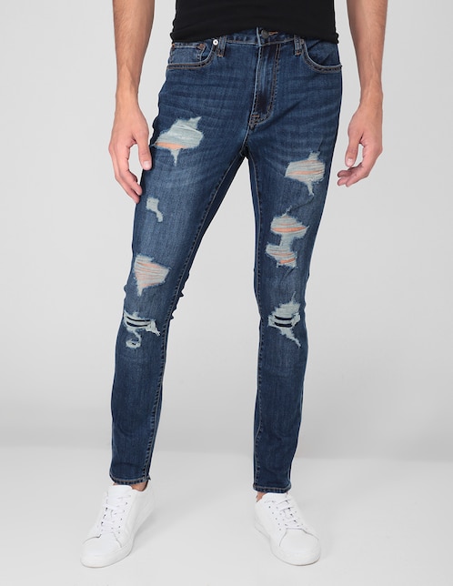 Jeans skinny American Eagle lavado medio corte cintura para mujer