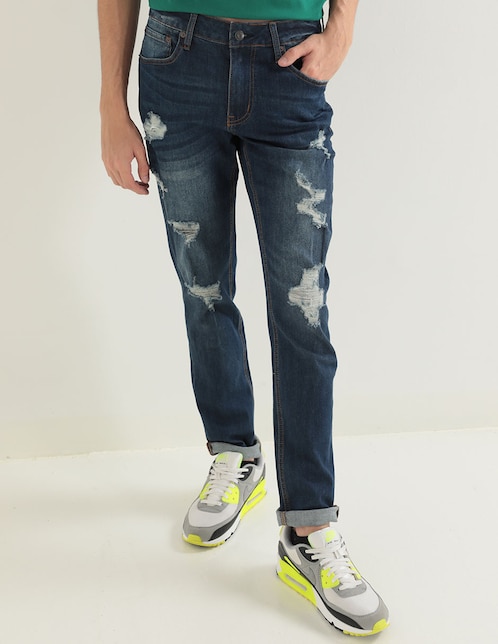Jeans slim Aéropostale lavado destruido para hombre