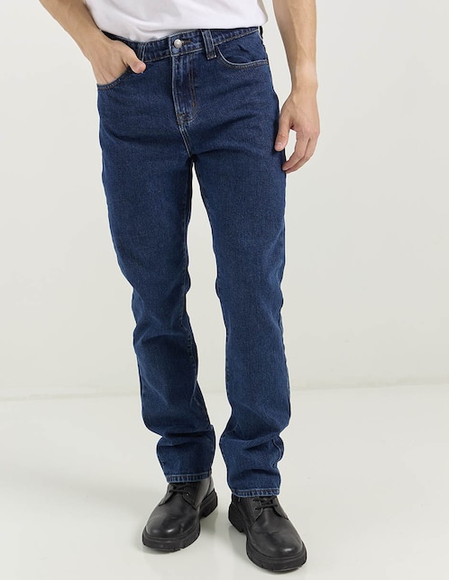 Jeans straight lavado obscuro para hombre 1