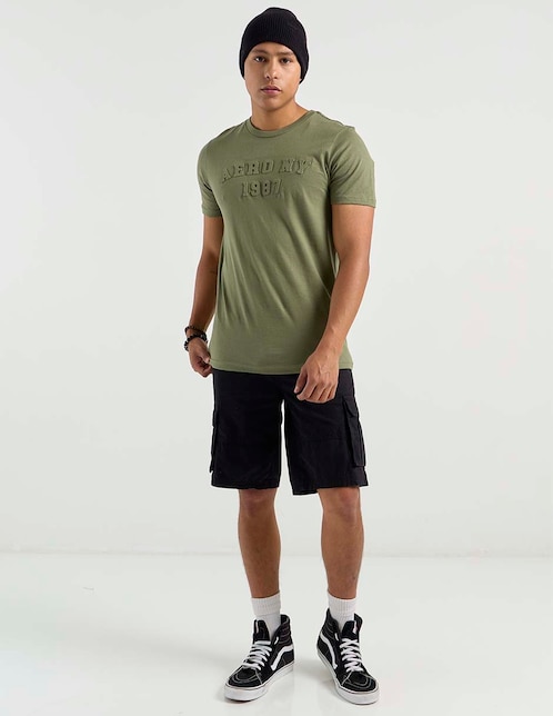 Bermuda Aéropostale de gabardina para hombre