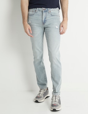 Jeans Slim Aéropostale Lavado Desgastado Para Hombre