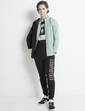 Camisa casual Aéropostale de algodón manga larga para hombre