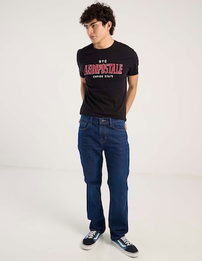Jeans straight Aéropostale lavado whisker para hombre