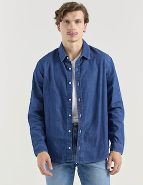 Camisa casual Aéropostale de mezclilla manga larga para hombre