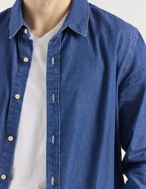 Camisa casual Aéropostale de mezclilla manga larga para hombre