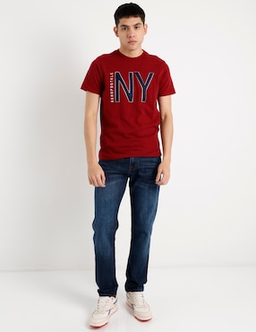 Jeans straight Aéropostale lavado obscuro para hombre