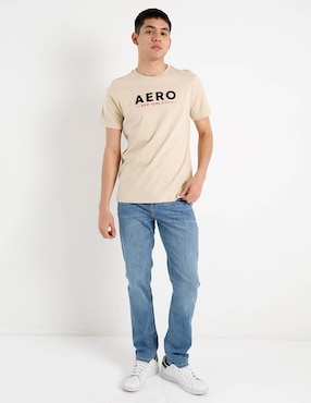 Jeans straight Aéropostale lavado bleach para hombre