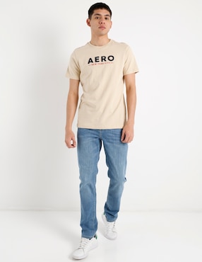 Jeans straight Aéropostale lavado bleach para hombre
