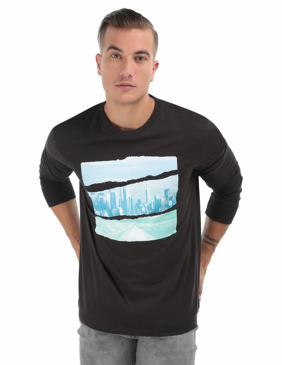 Playera Aéropostale cuello redondo manga larga algodón negra en Liverpool