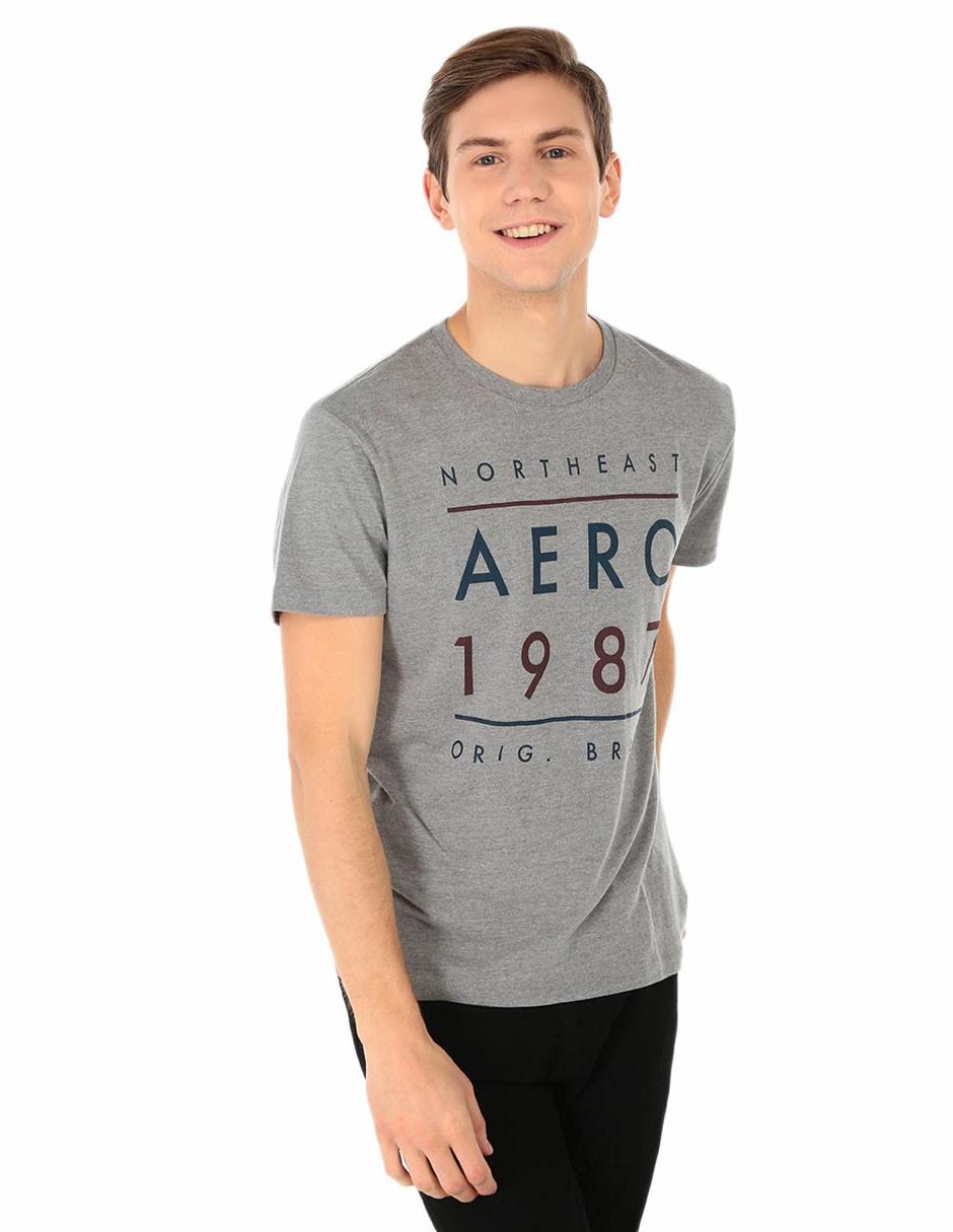 Playera Aéropostale cuello redondo gris medio jaspeada en Liverpool
