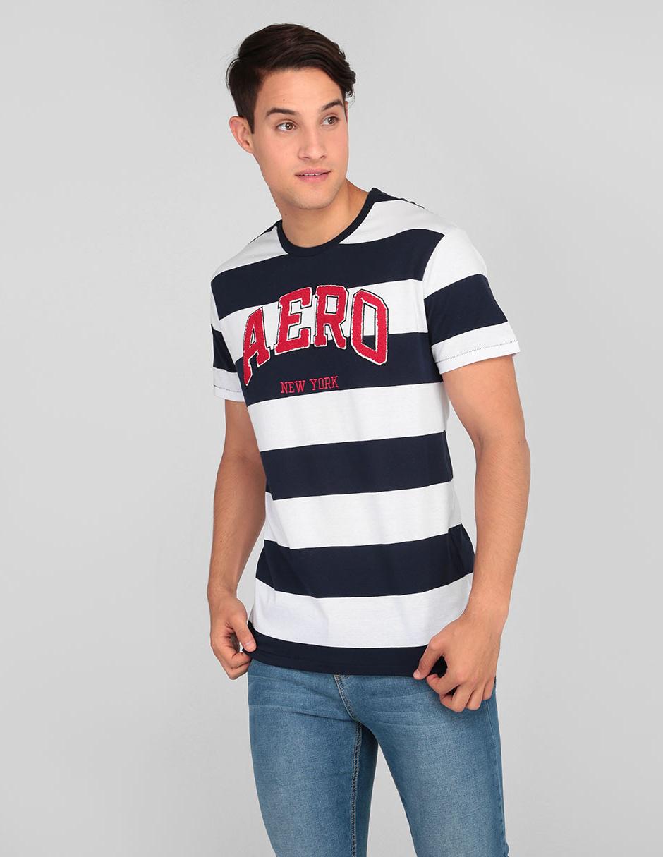 Playera Aéropostale cuello redondo blanca a rayas en Liverpool
