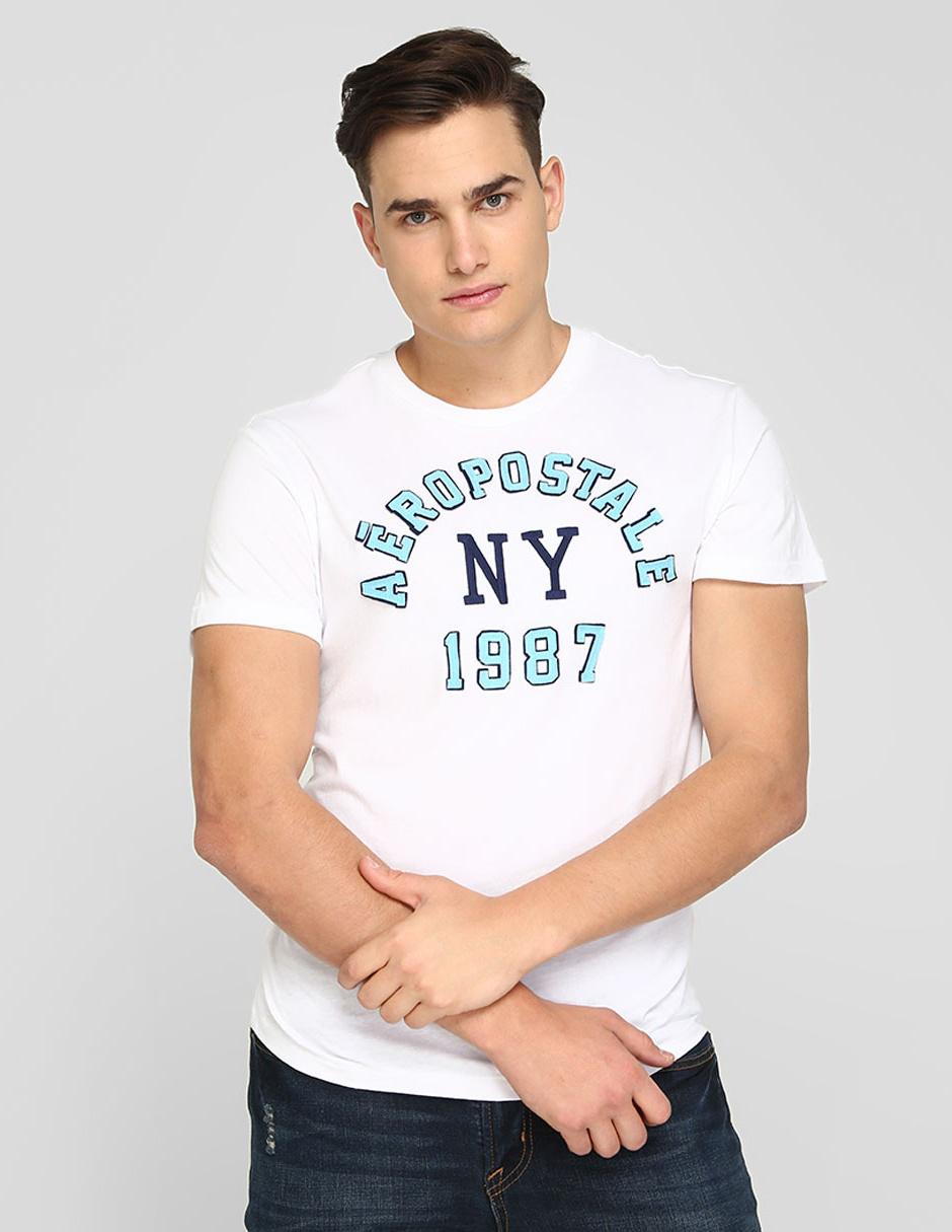 Playera Aéropostale cuello redondo blanca con parche en Liverpool