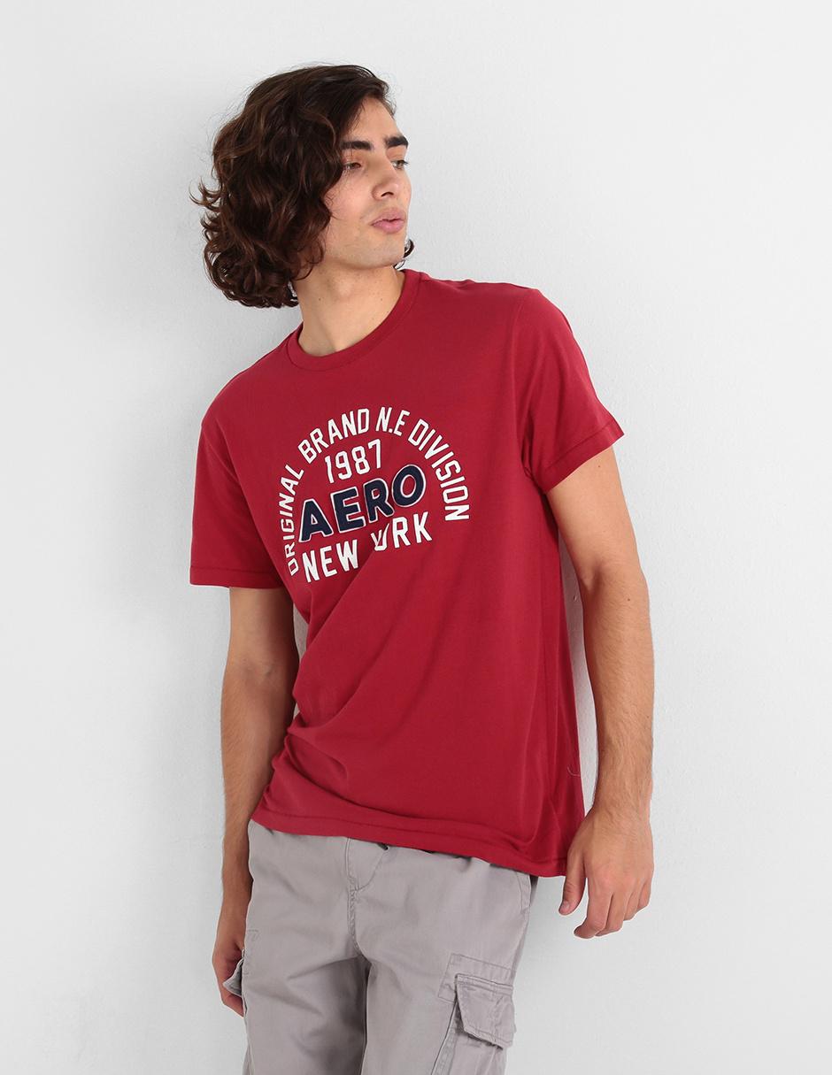 Playera Aéropostale cuello redondo rojo obscuro estampada en Liverpool