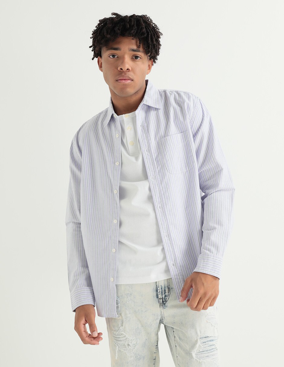Camisa casual de algodón manga larga para hombre 1