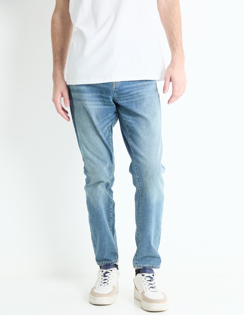 Jeans slim lavado claro para hombre 1
