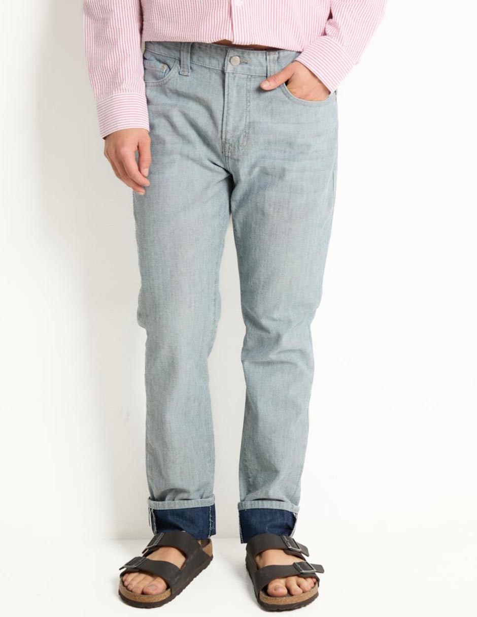 Jeans straight lavado rinse para hombre 1