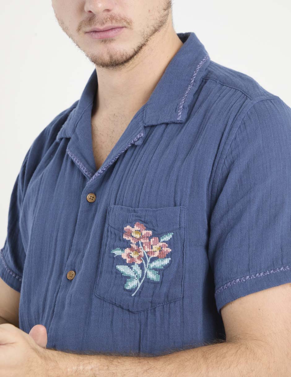 Camisa casual de algodón manga corta para hombre 4