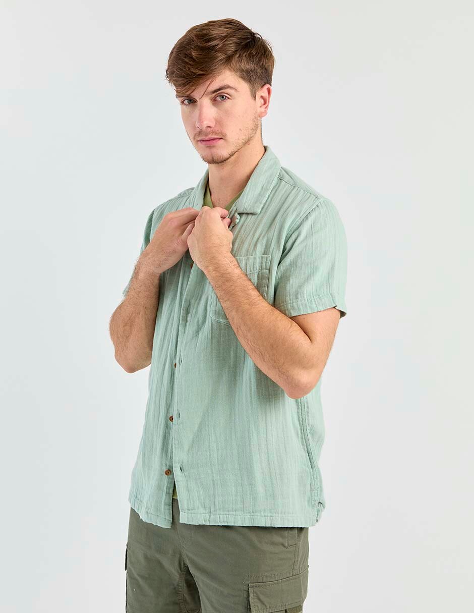 Camisa casual de algodón manga corta para hombre