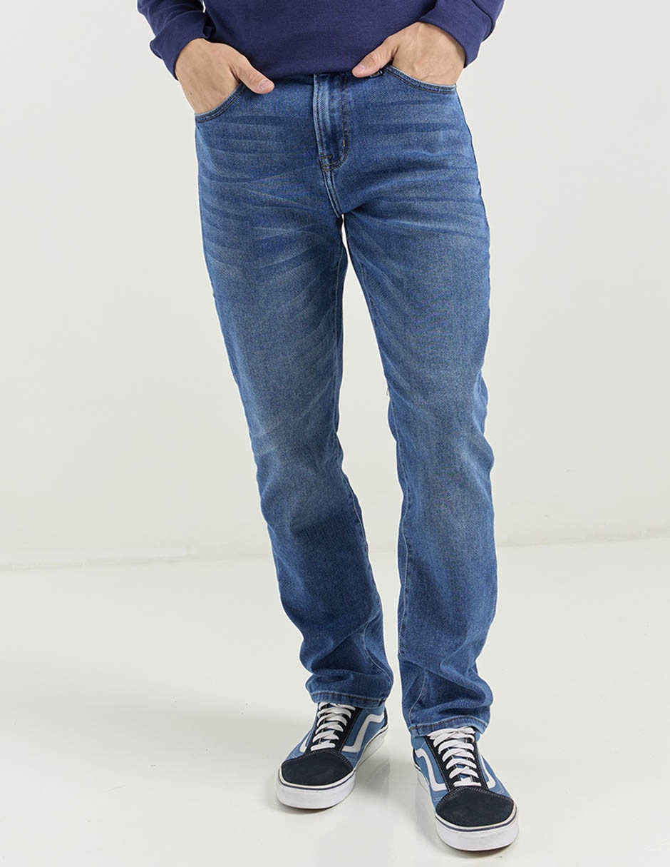 Jeans straight lavado medio para hombre