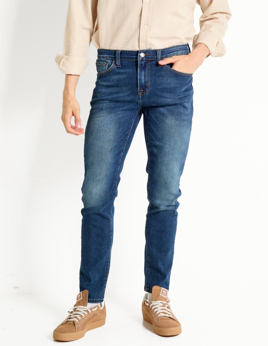 Jeans skinny lavado stone wash para hombre