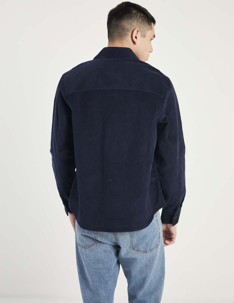 Camisa casual de pana manga larga para hombre