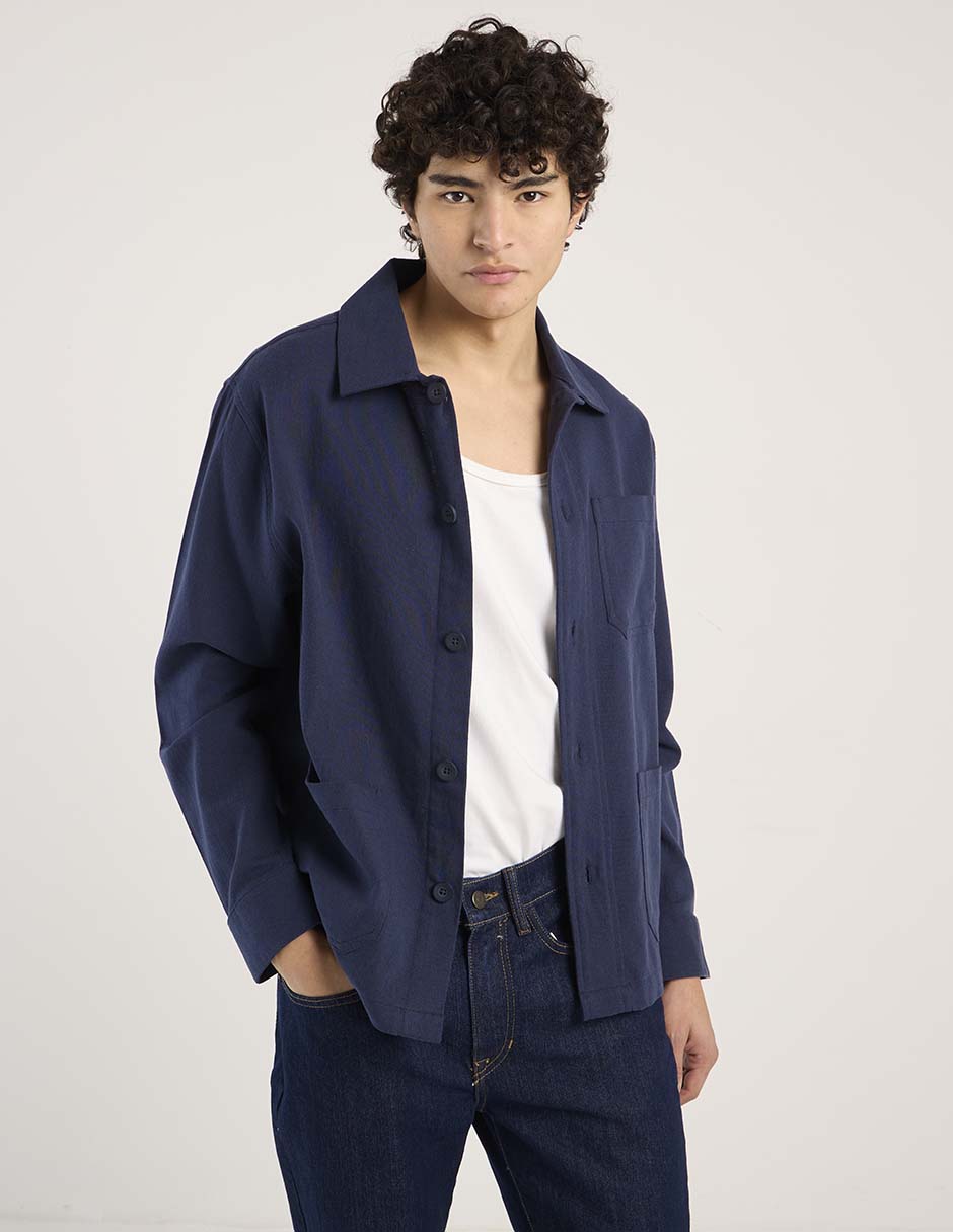 Sobrecamisa casual de algodón manga larga para hombre Sobrecamisa casual de algodón manga larga para hombre