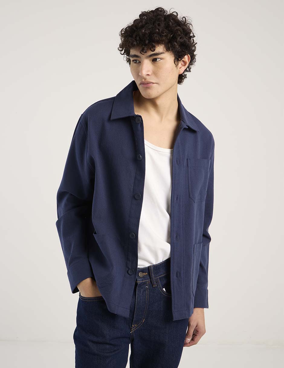 Sobrecamisa casual de algodón manga larga para hombre 2
