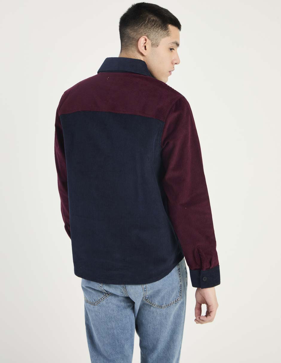Sobrecamisa casual de pana manga larga para hombre 2