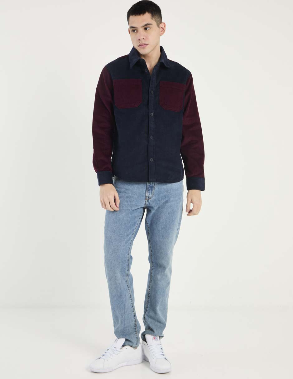 Sobrecamisa casual de pana manga larga para hombre 3