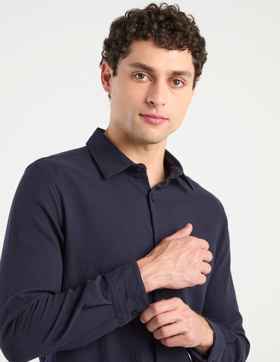 Camisa casual de algodón manga larga para hombre 4