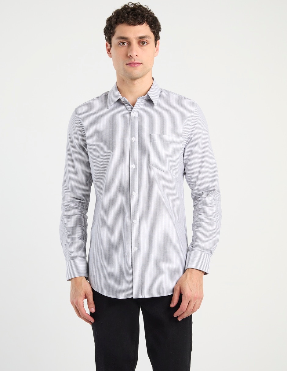 Camisa casual de algodón manga larga para hombre