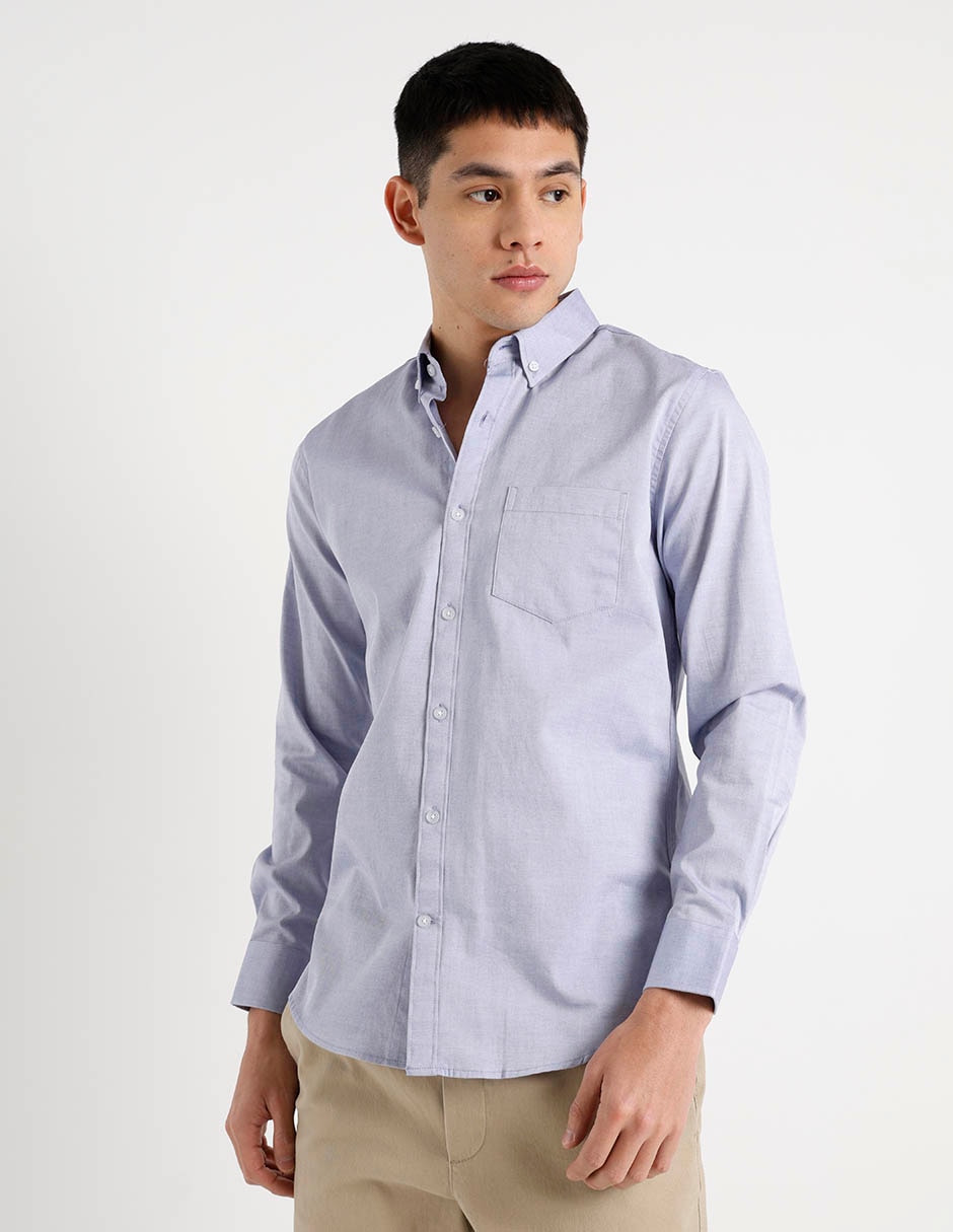 Camisa casual de algodón manga larga para hombre Camisa casual de algodón manga larga para hombre
