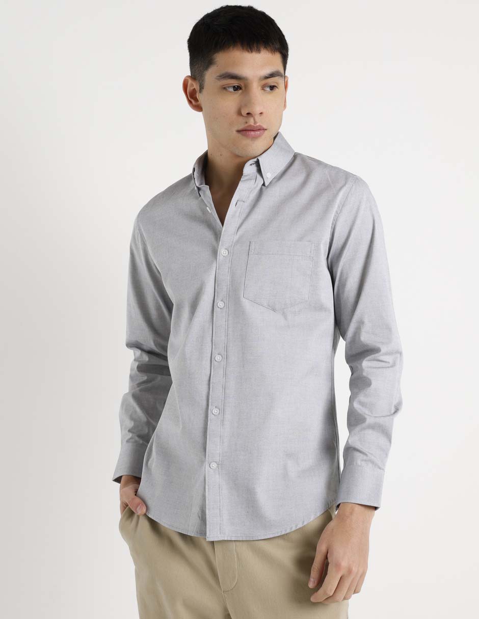 Camisa casual de algodón manga larga para hombre 2