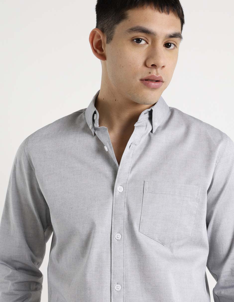 Camisa casual de algodón manga larga para hombre 4