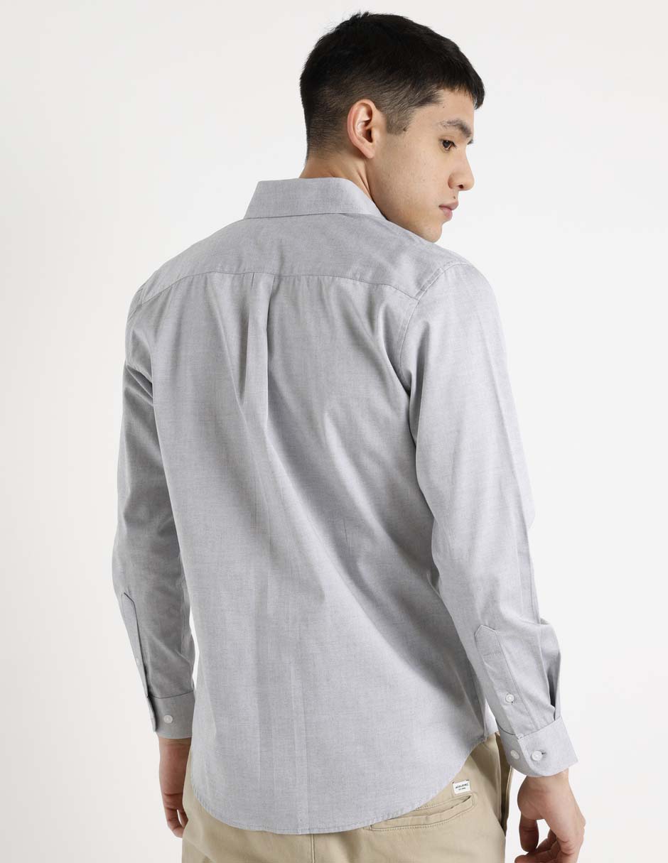 Camisa casual de algodón manga larga para hombre 6
