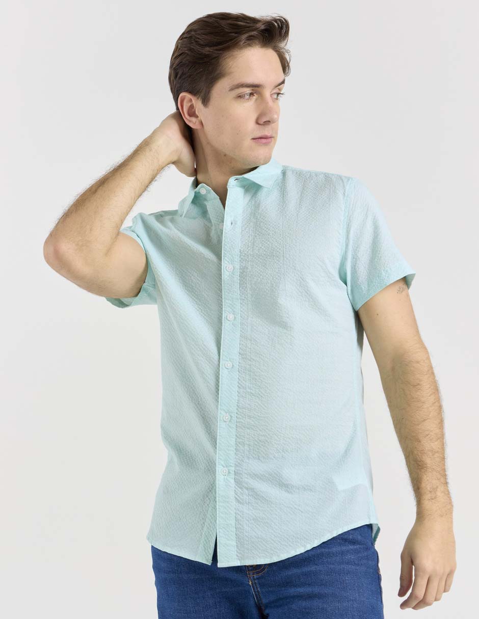 Camisa casual de algodón manga corta para hombre