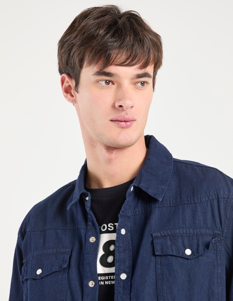 Camisa casual de algodón manga larga para hombre 4