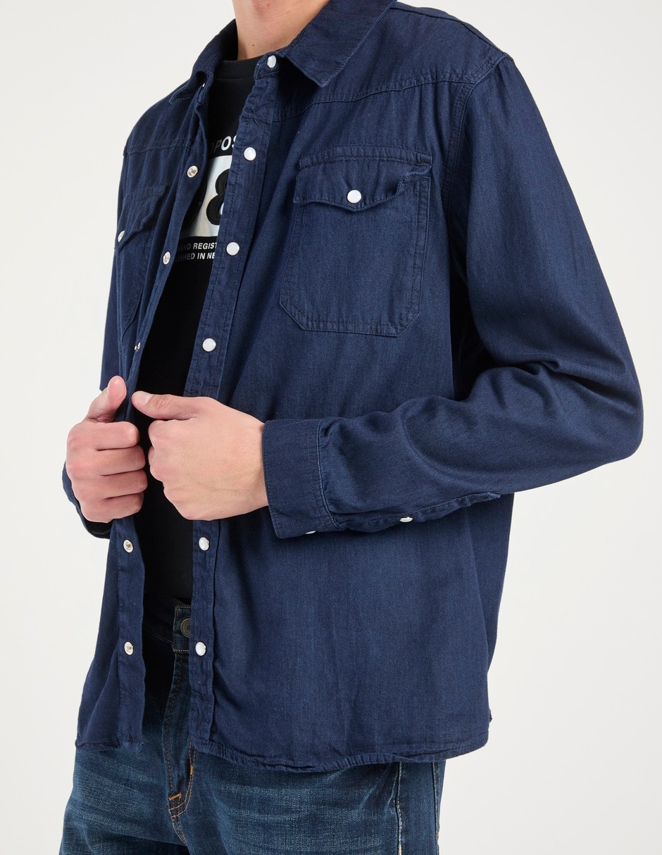 Camisa casual de algodón manga larga para hombre 5