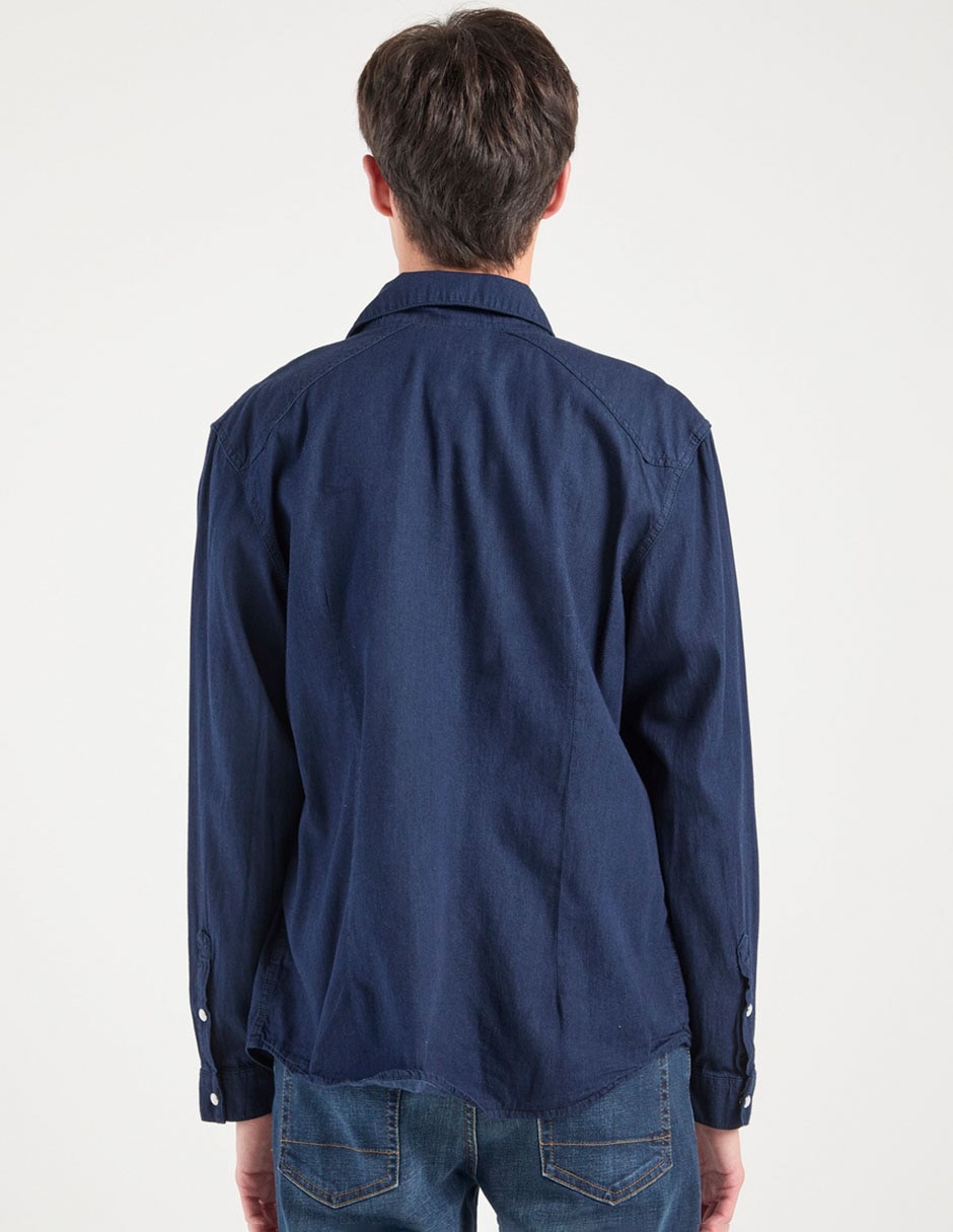 Camisa casual de algodón manga larga para hombre 6