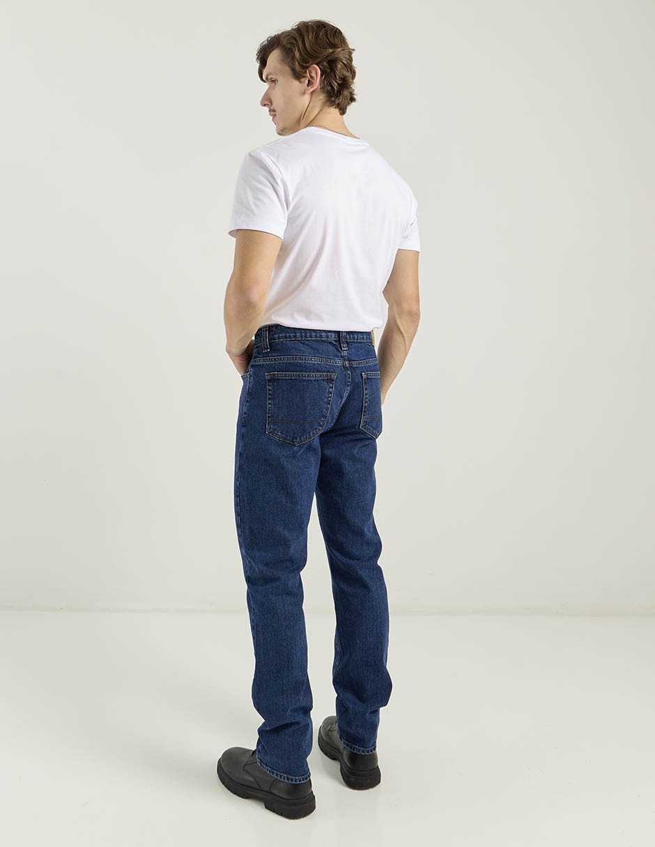 Jeans straight lavado obscuro para hombre 2