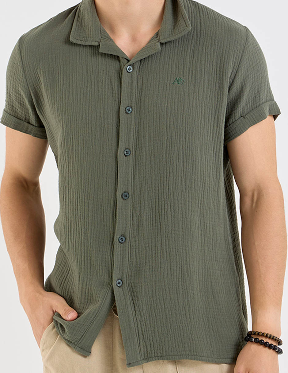 Camisa casual Aéropostale de algodón manga corta para hombre
