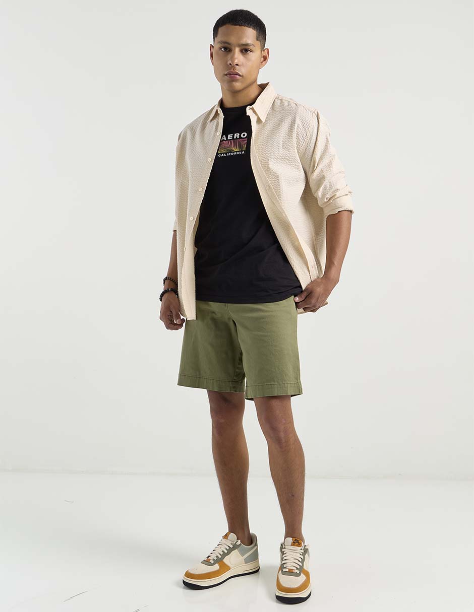 Bermuda Aéropostale de gabardina para hombre