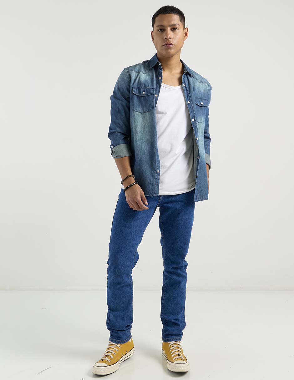 Jeans straight Aéropostale lavado medio para hombre