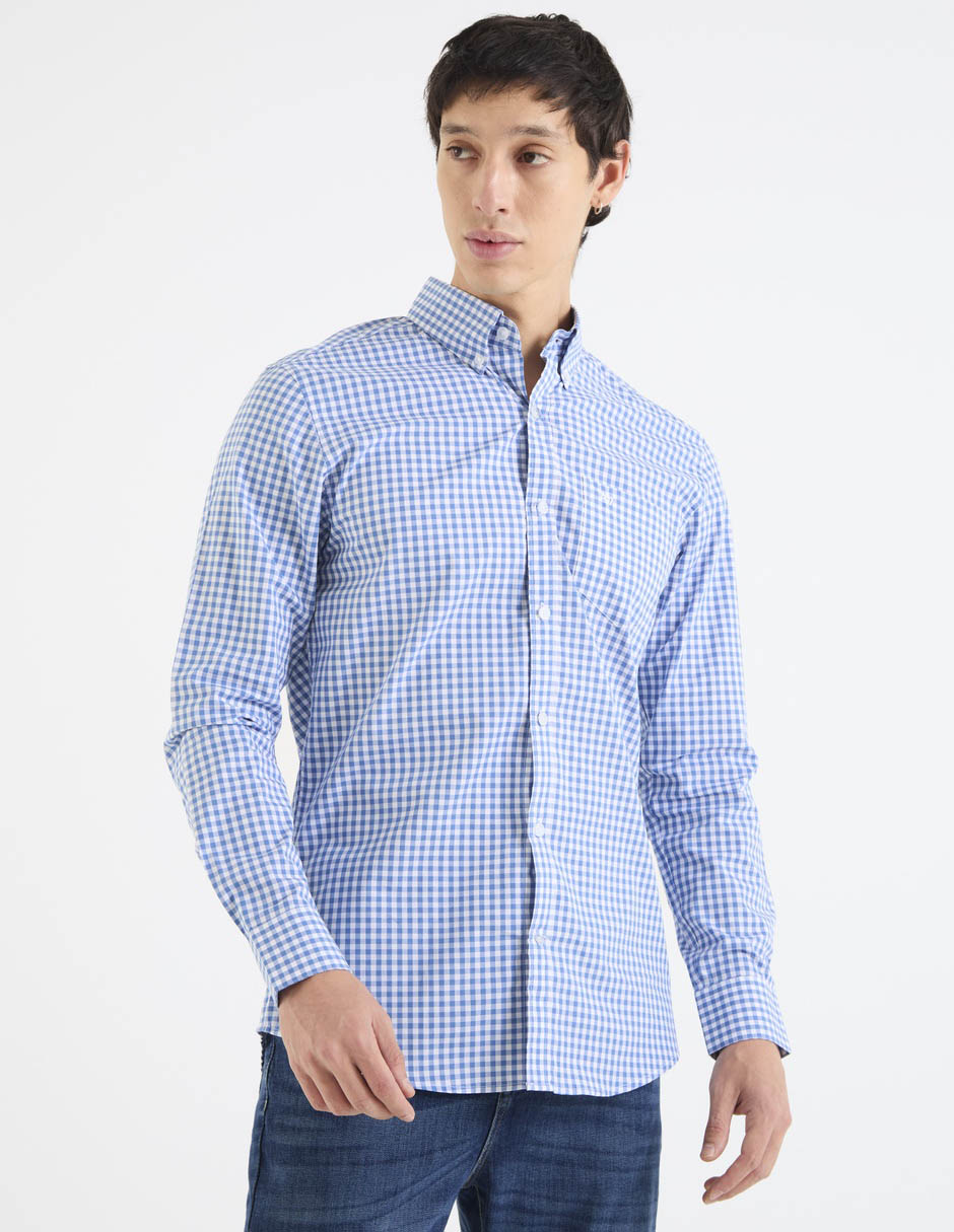 Camisa casual de algodón manga larga para hombre