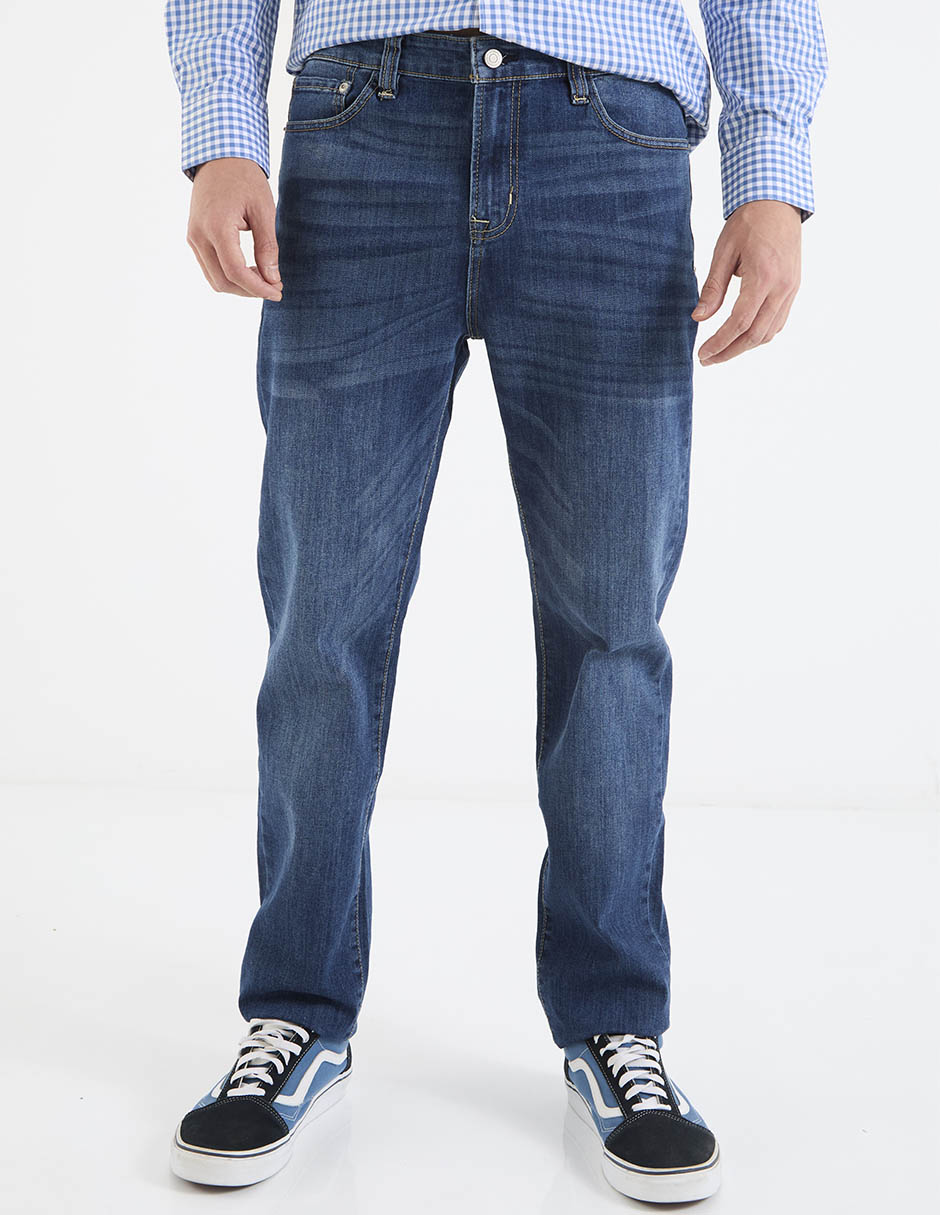 Jeans slim lavado medio para hombre