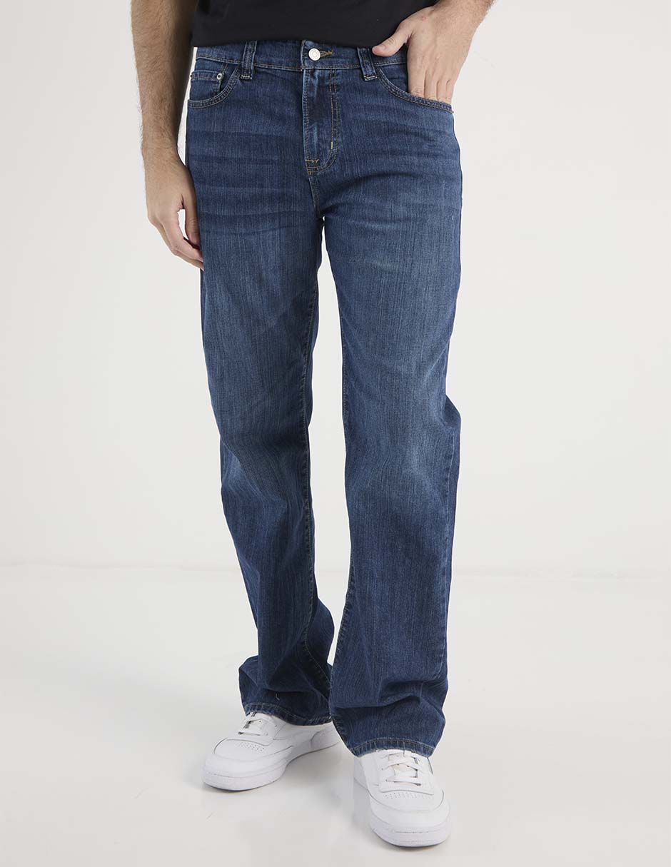 Jeans straight lavado whisker para hombre