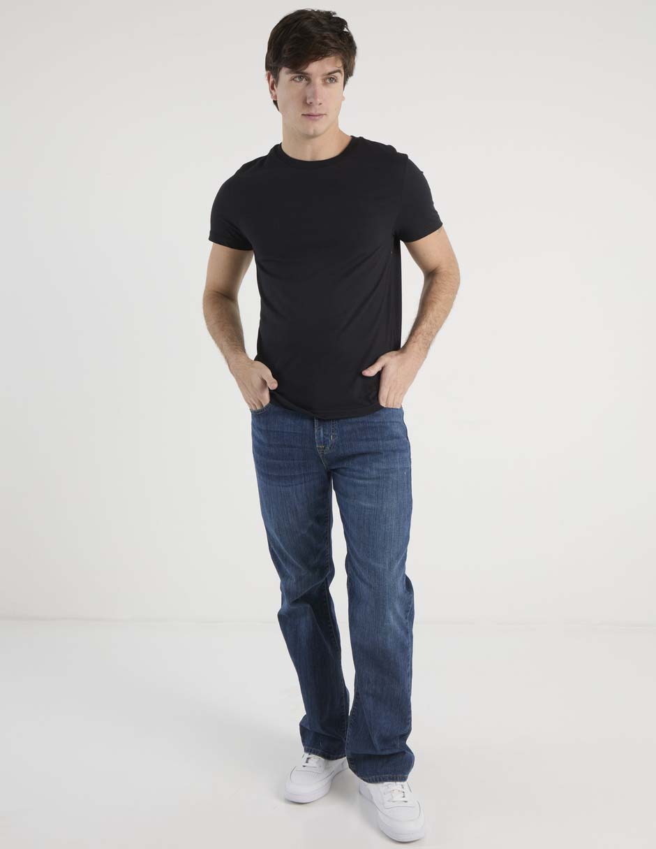 Jeans straight lavado whisker para hombre 2