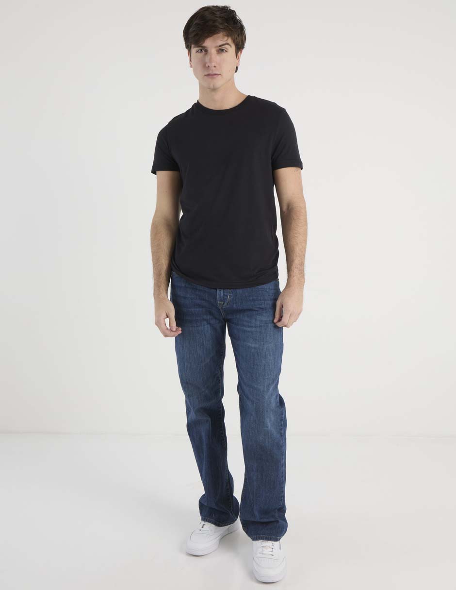 Jeans straight lavado whisker para hombre 3