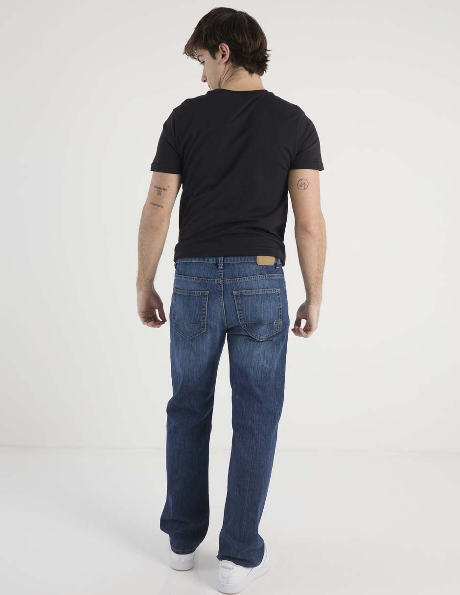 Jeans straight lavado whisker para hombre 6